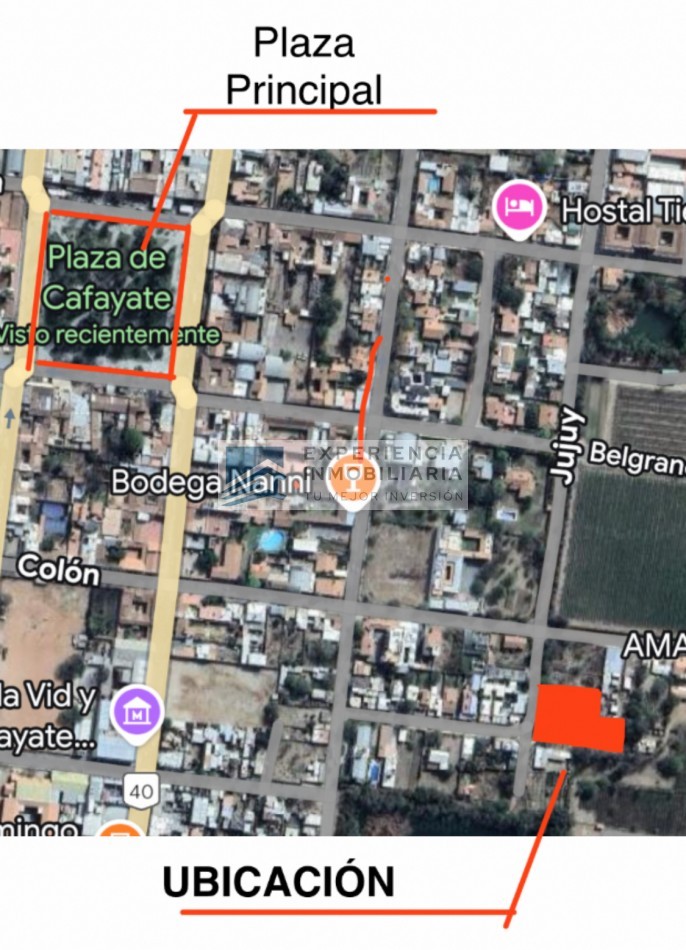 LOTE EN VENTA EN CAFAYATE A SOLO 3 CUADRAS DE LA PLAZA PRINCIPAL